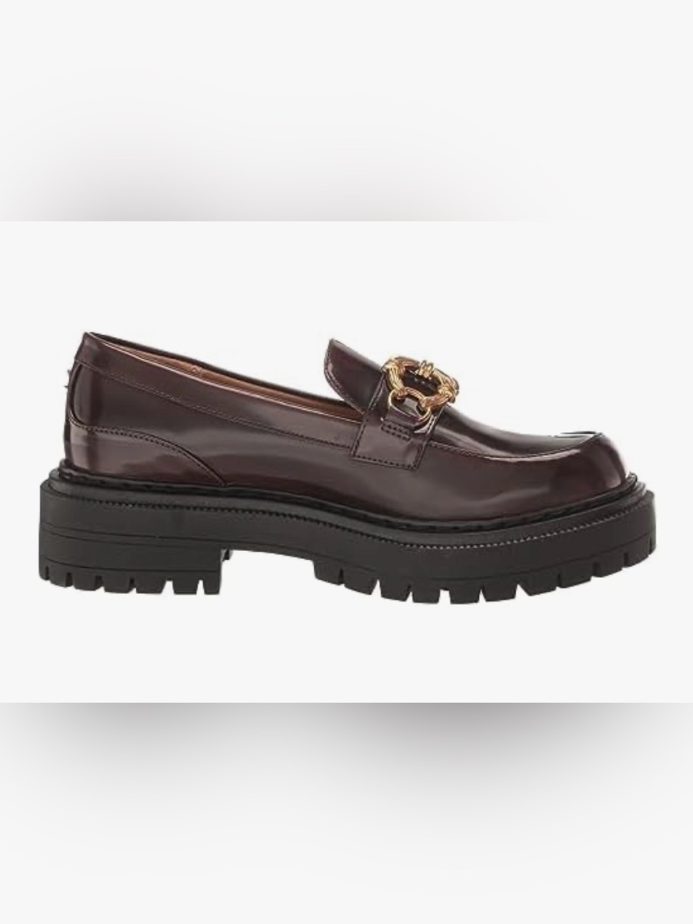 Circus NY by Sam Edelman Dark Brown Patent Loafers with Gold Chain Accent Sz10 - Picture 2 of 16